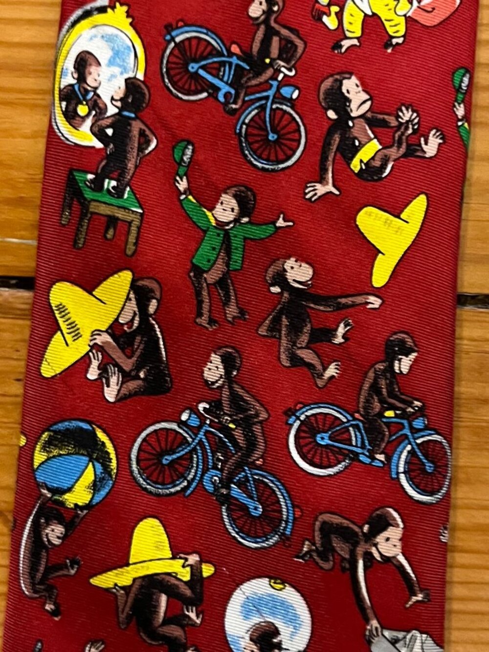 Curious George vintage tie 1990s 90s childrens book monkey man in the yellow hat